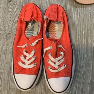 Coral Converse Shorelines with Embroidered Stars
